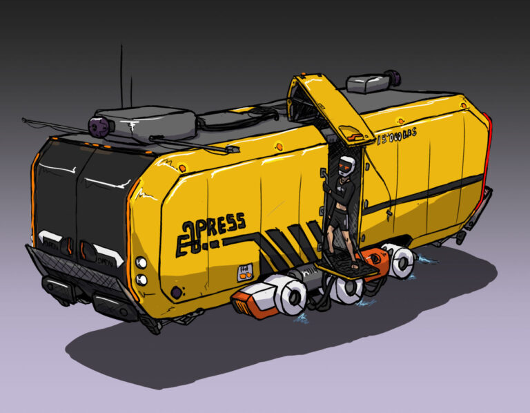 Featured image for cyberpunk delivery from above - Cyberpunk Delivery Hover Van by ...